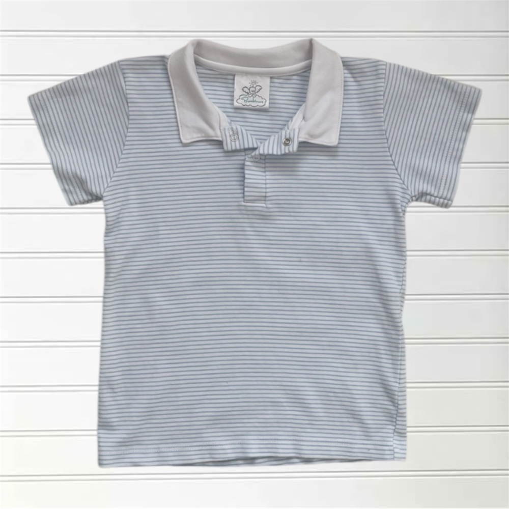 BAMBINOS EUC 100% Pima Cotton Blue Striped Polo Shirt